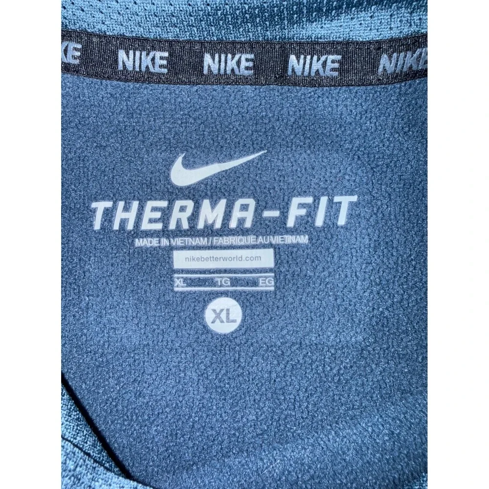 Nike Mens Therma-FIT Hoodie Navy Blue Teal Graphic Logo Sweatshirt XL 803226-460